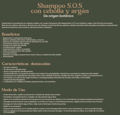Ultra Reparador S.O.S Shampoo con Cebolla y Argán | Tratamiento Intensivo Plex con Banano, Aguacate - Kit Colombiano