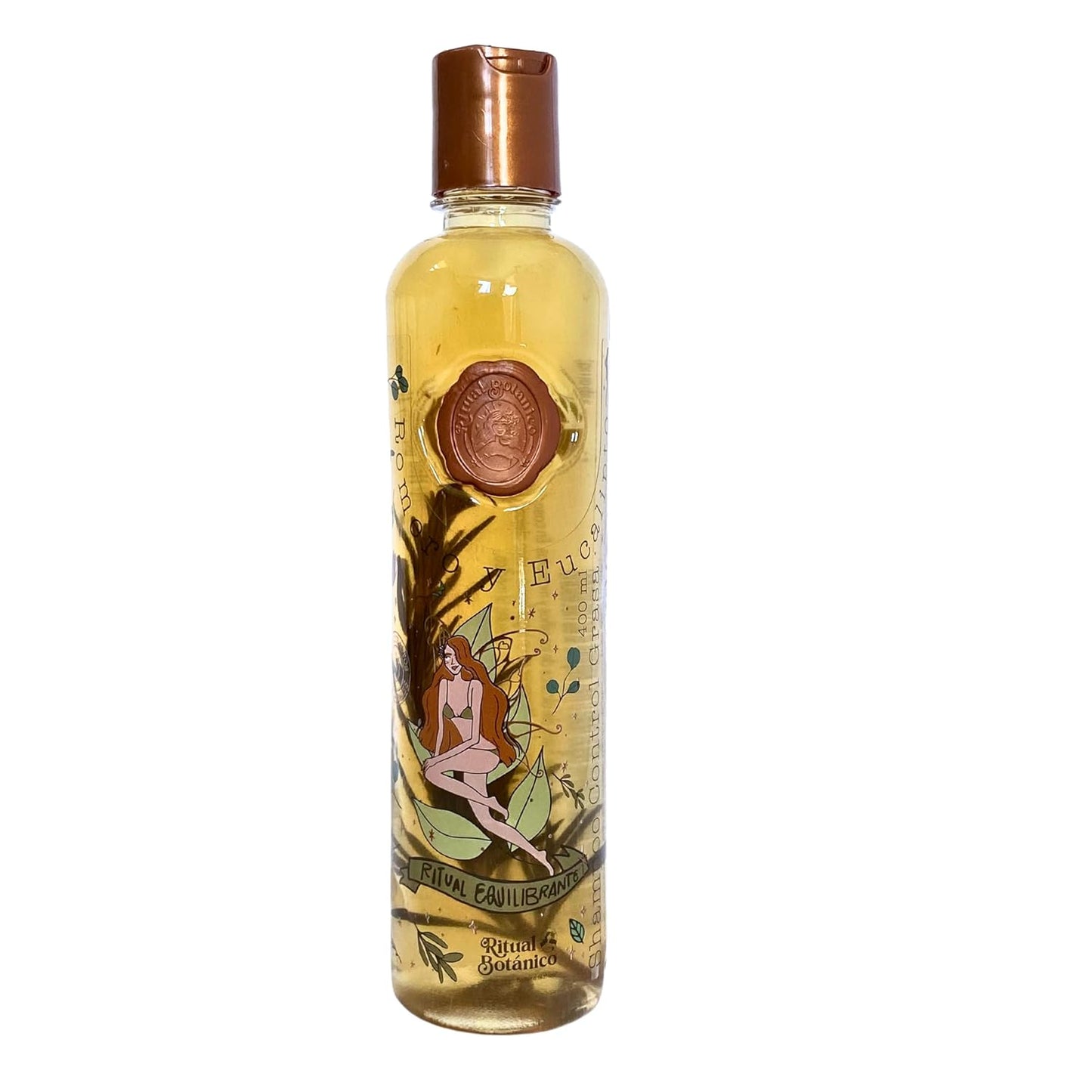Shampoo Control Grasa de Romero y Eucalipto, Natural, Sin sal Sulfatos Silicon ni Dimeticona, Control Total del Cuero Cabelludo Graso, Ideal para Cabellos Maltratados y Alisados 400ml